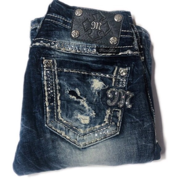 Miss Me Denim - Miss Me Jeweled + Ripped Bootcut Jeans